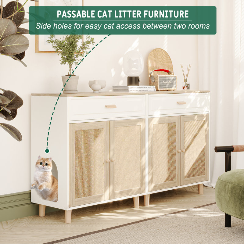 Tucker Murphy Pet™ Cat Litter Box Enclosure Indoor Wood Cat Crate